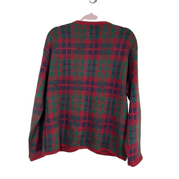 Tally Ho Sweater Women XL Red Plaid Granny Holiday Festive 80s Vtg Regal Grandpa - Picture 11 of 14